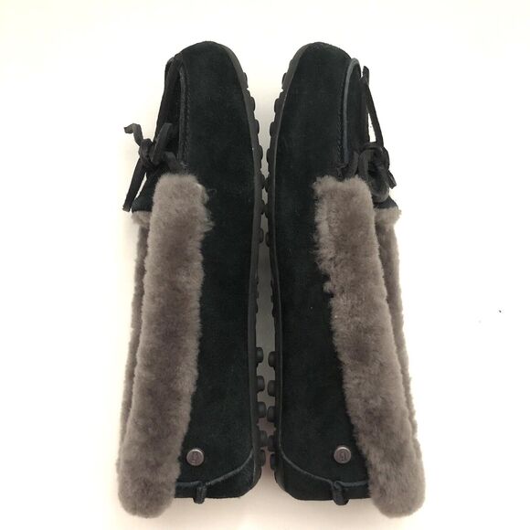 UGG Women Gray Black Shearling Lined Flat Slippers Solana Loafer 1020041 US 6 - Picture 10 of 12